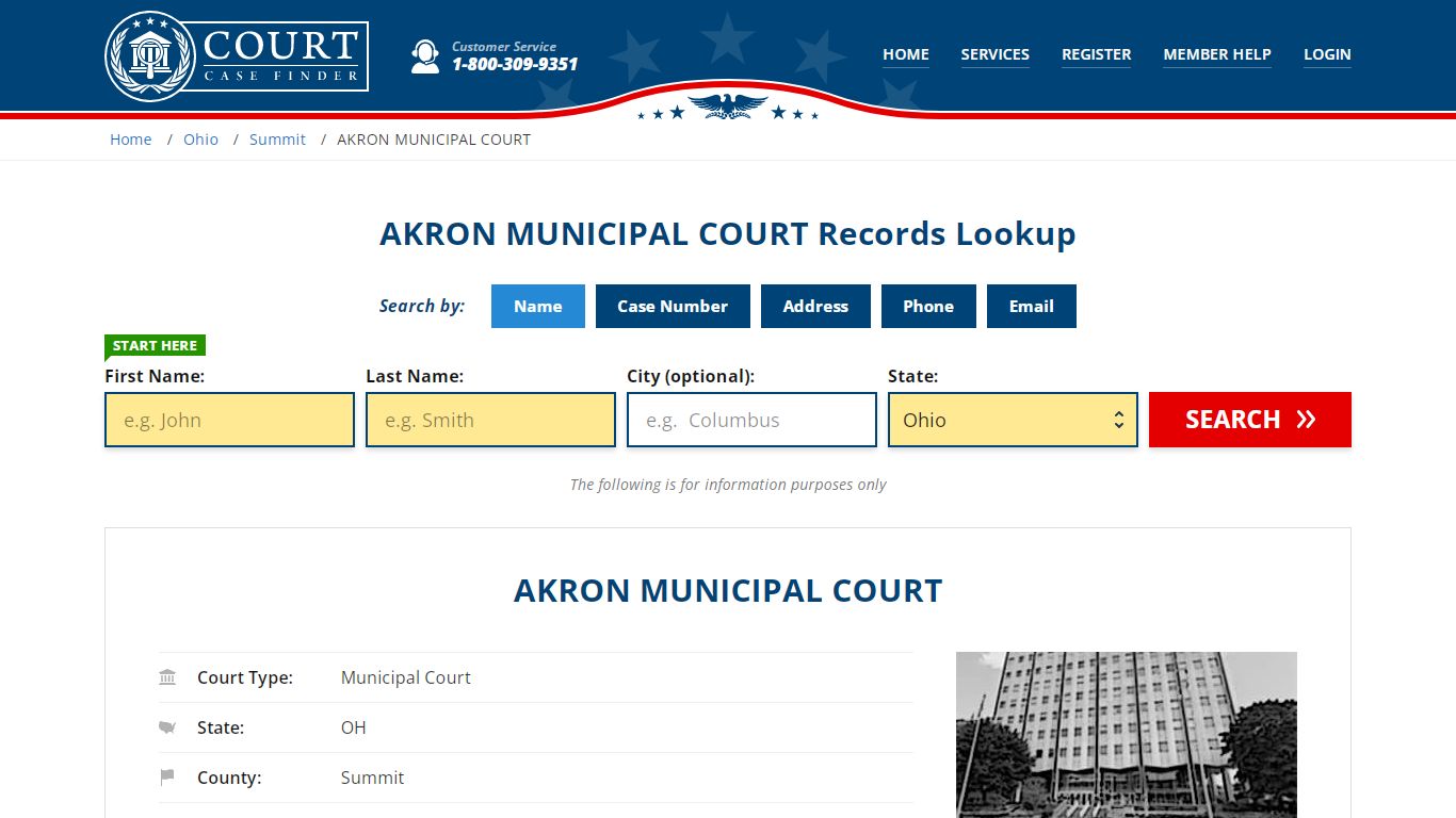 AKRON MUNICIPAL COURT Records Lookup - CourtCaseFinder.com